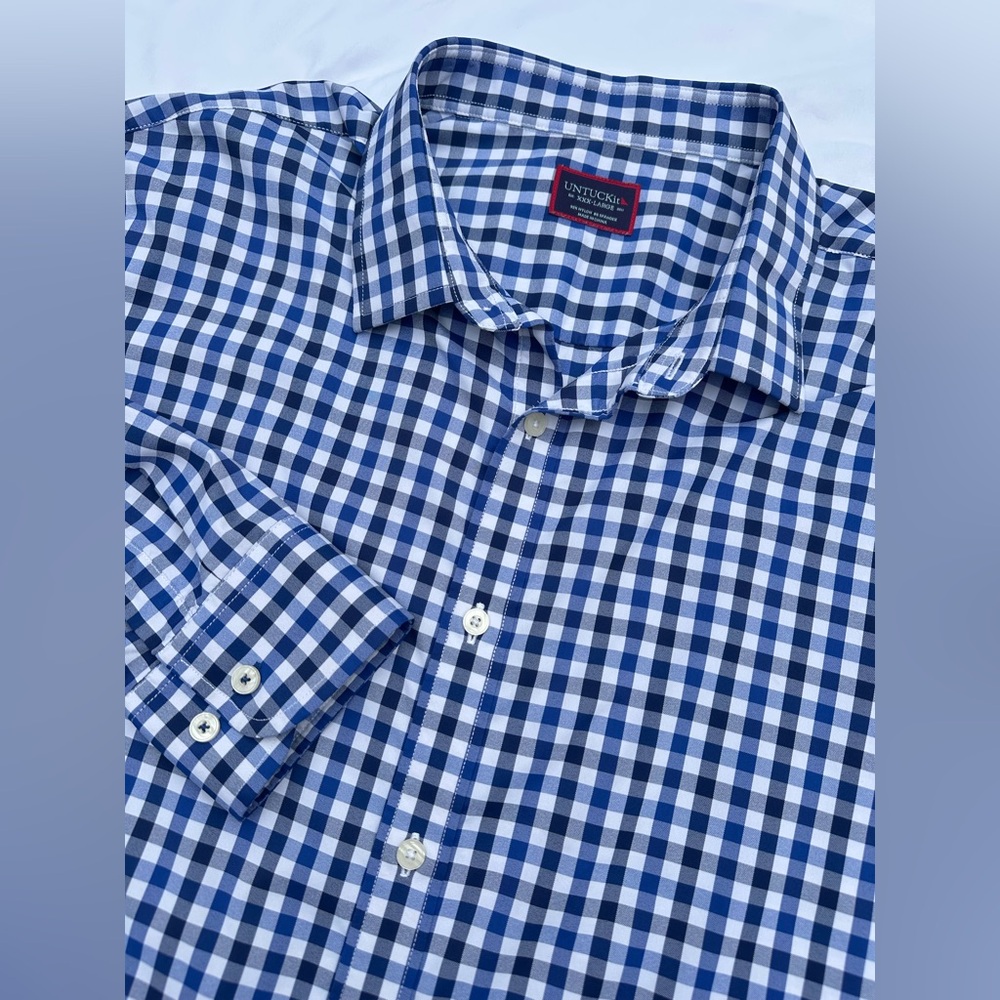 UNTUCKit Men's 3XL Warren 40124 Blue Plaid Long Sleeve Button Up Shirt SH10
